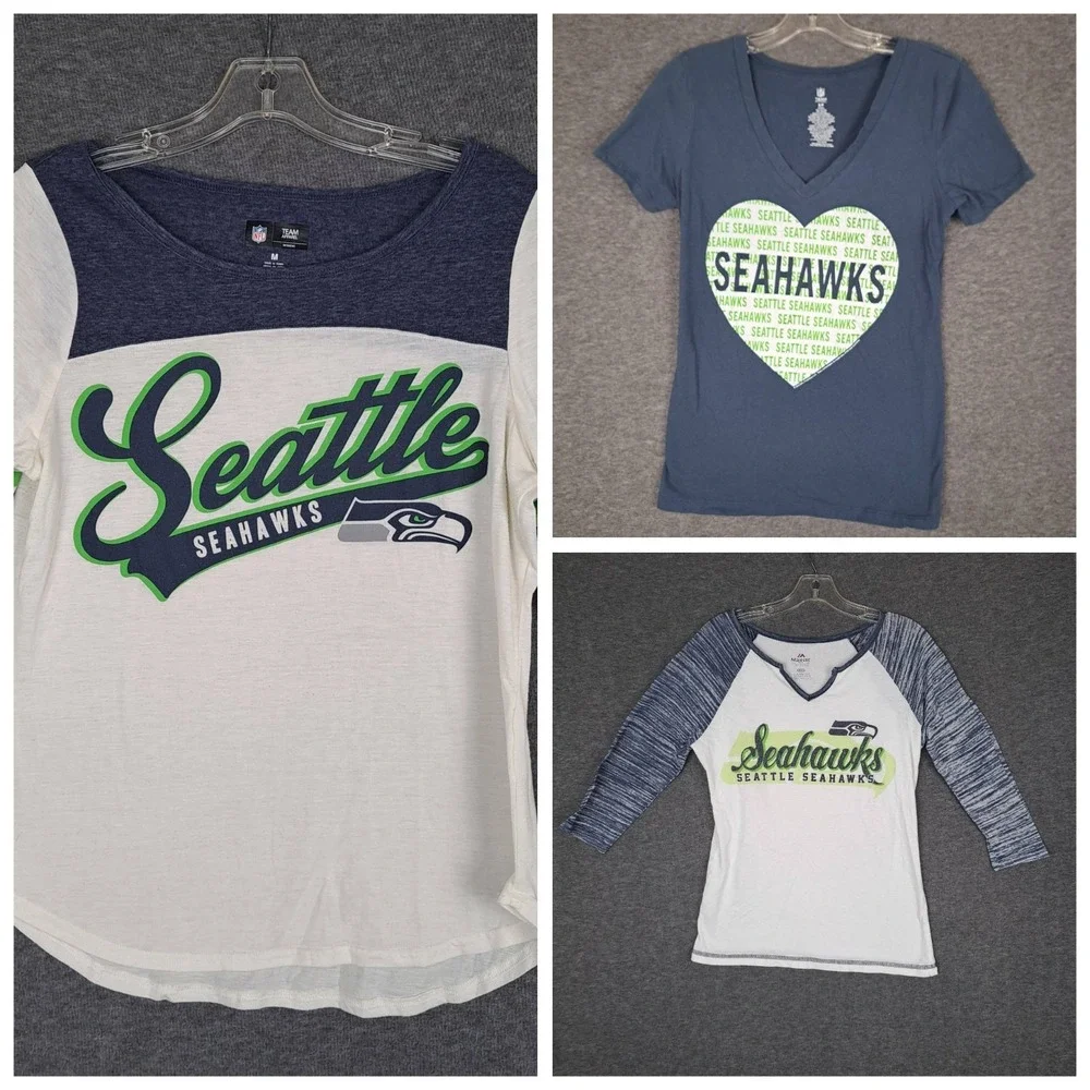 Seattle Seahawks Lot of 3 Women's Shirt Small Medium NFL Team Apparel T-Shirts